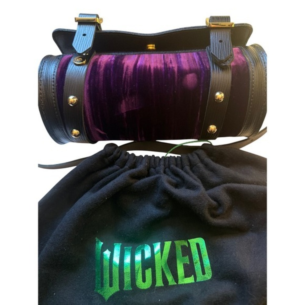 Cambridge Satchel x Wicked Elphaba Bag Black Leather Purple Velvet Crossbody - Picture 11 of 15